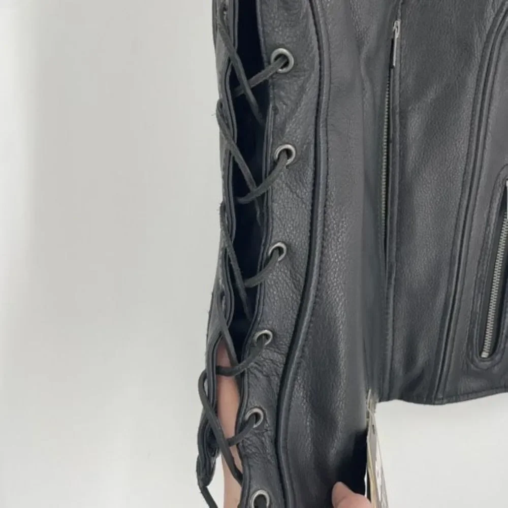 Milwaukee Leather Women's Gun Pocket Side Lace Biker Style Vest Black Medium NWT - Picture 5 of 9